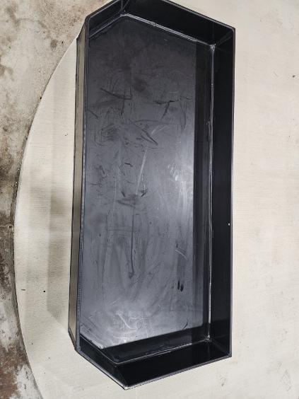 Custom fabricated black HDPE tray from above